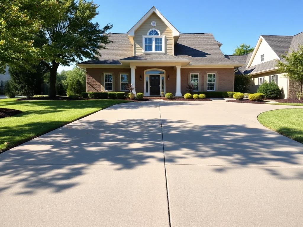 New concrete driveway after replacement