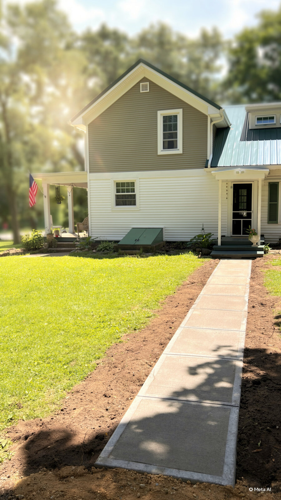 New poured concrete walkway after replacement