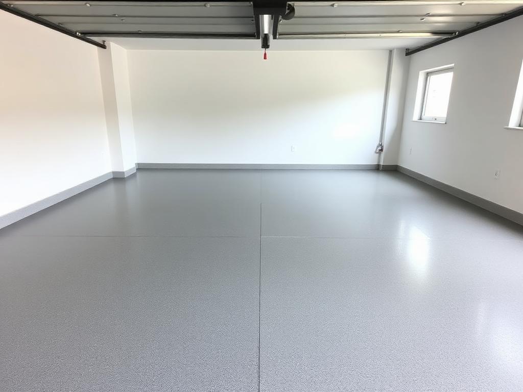 Professionally finished garage floor concrete slab